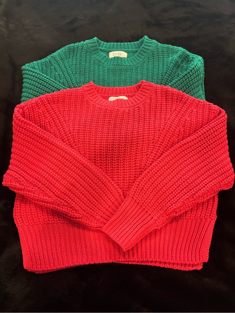 Jessica Simpson Women's Crewneck Sweater Duo - Pink and Green